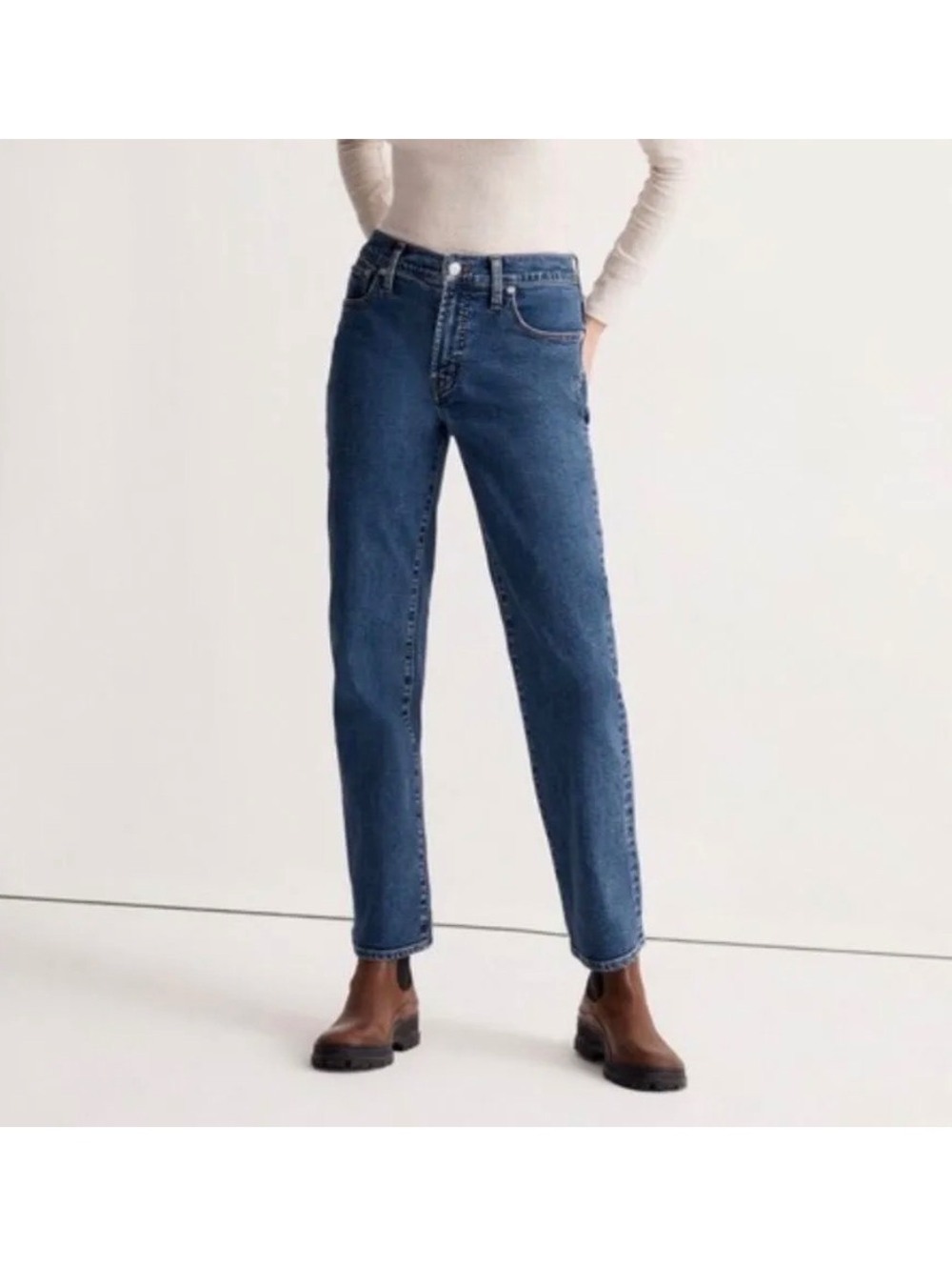 Madewell The Perfect Vintage Straight Jean Size 27 High Rise Blue Stretch Denim
